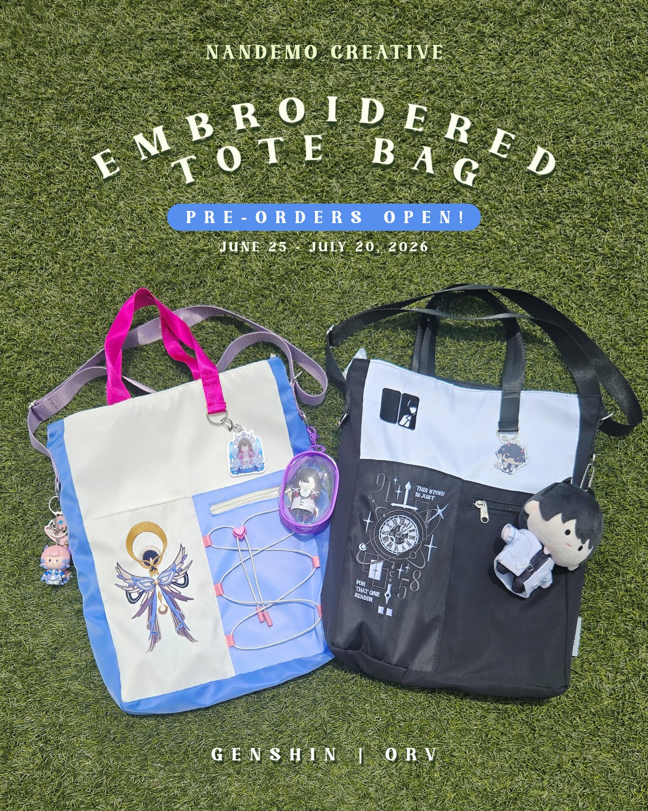 PRE-ORDER Embroidered Tote Bag - ORV | Genshin Impact | Nandemo
